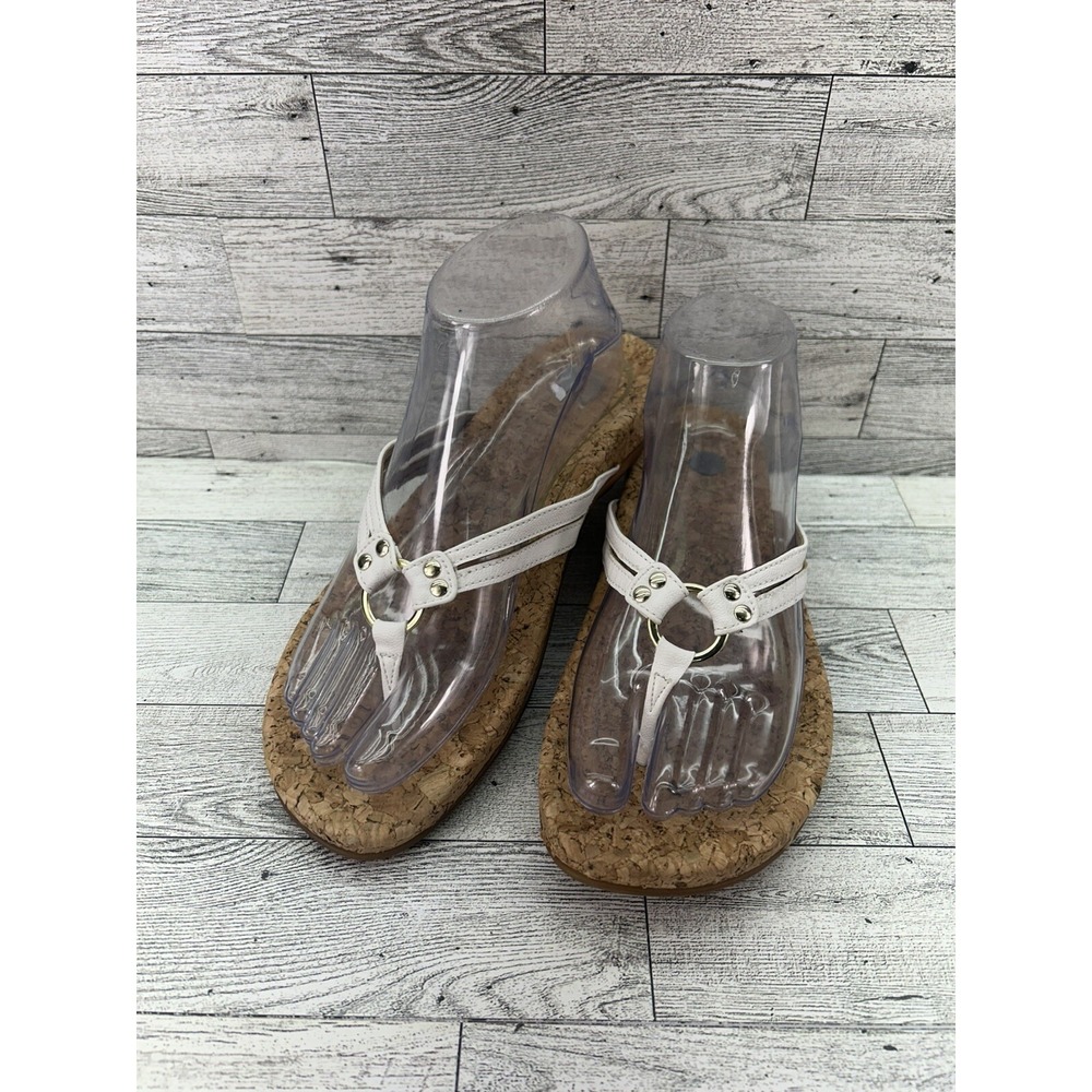 Aetrex Taylor Sandals Womens 7.5-8 M White Flip Flops Thong Casual Comfort Beach